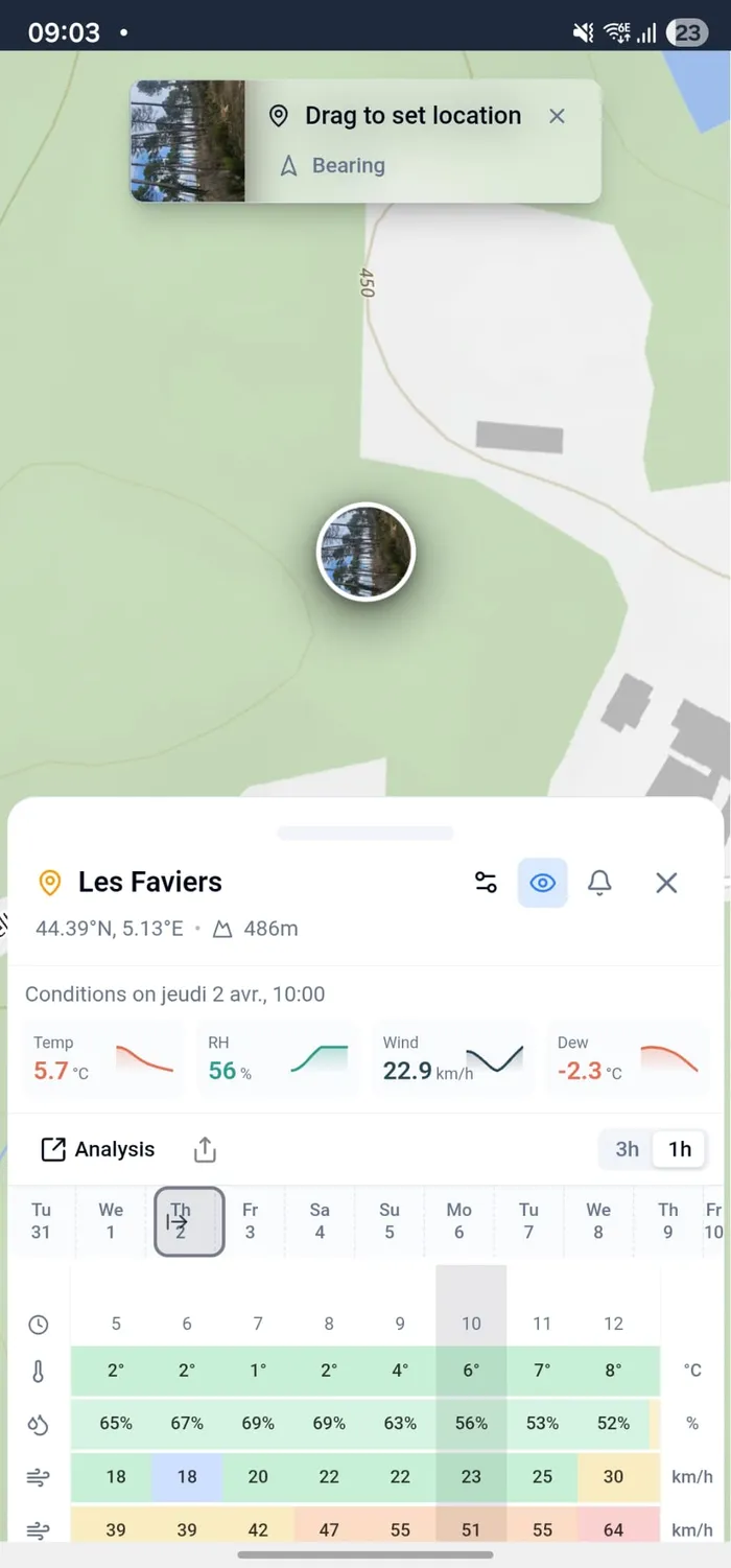 The incident map showing a photo marker pinned at the location where the photo was taken